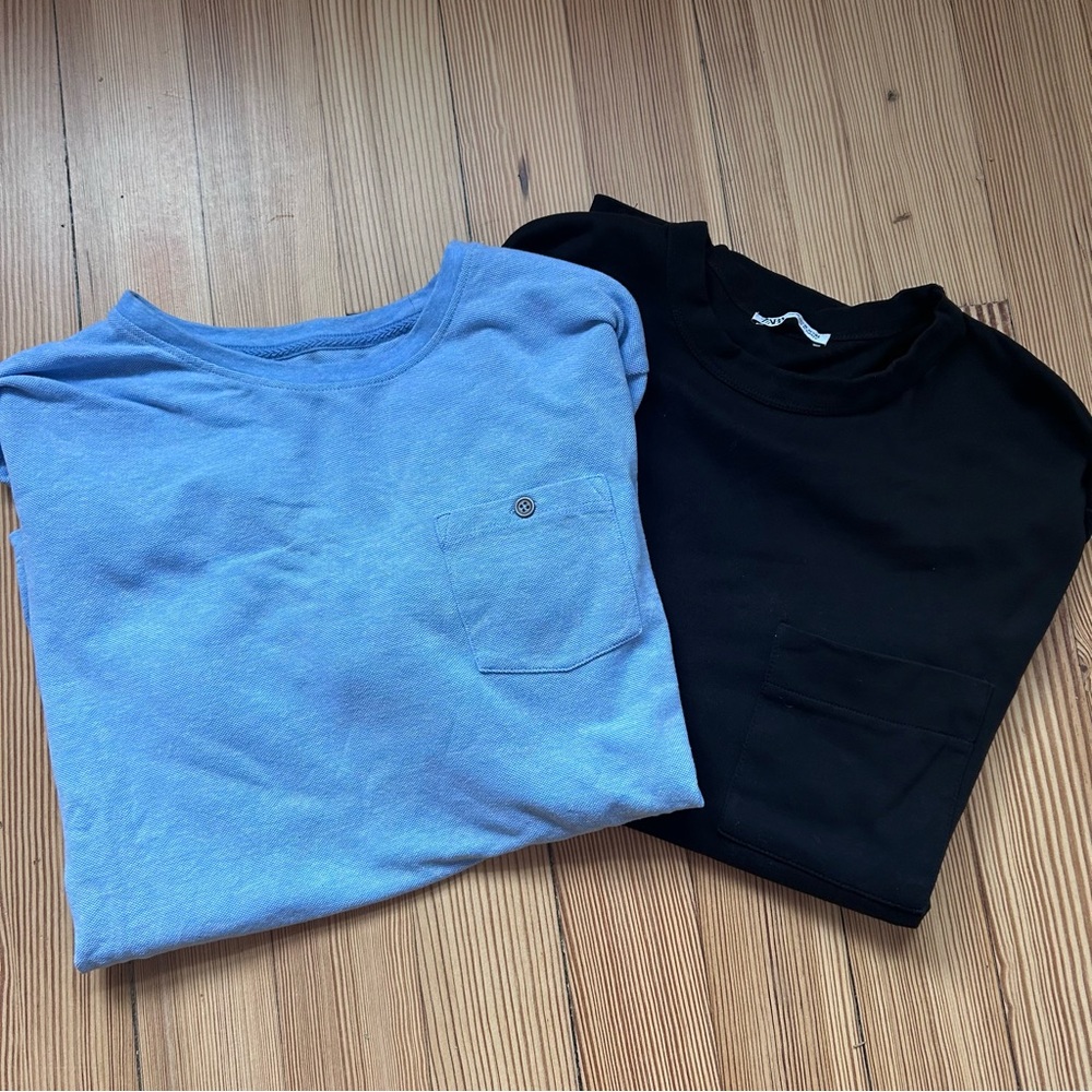 Zara Short Sleeve Pocket Tees in Blue and Black 100% Cotton
